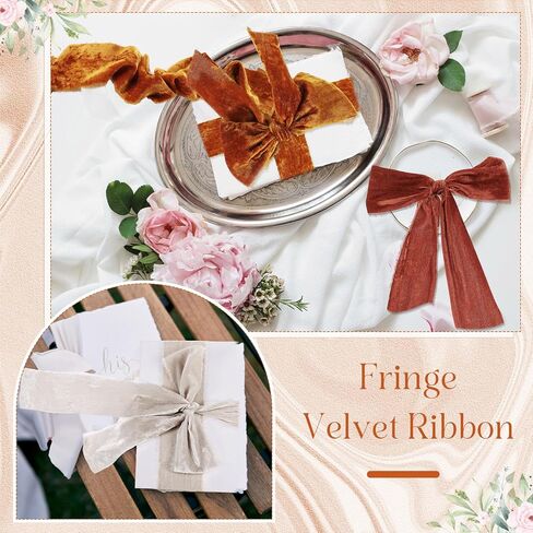Riceshoot Velvet Ribbon 3 Inch Handmade Fringe Ribbons Frayed Thick Ribbon for Christmas Trees Gift Wrapping Crafts Bows Bouquet Wreath Decorations Baby Shower Party(White, Red, Dark Green) in Saudi Arabia