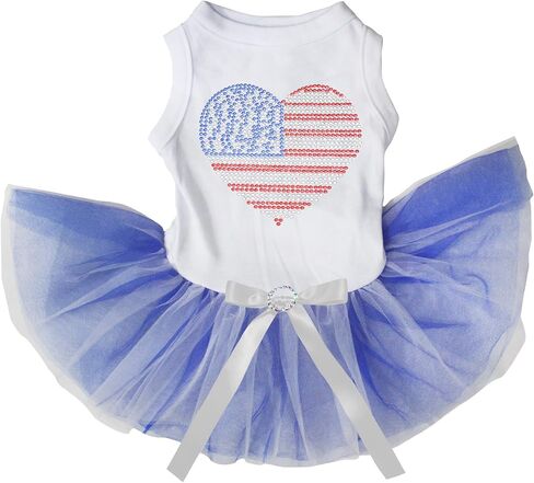 فستان Petitebella rhinestones USA على شكل قلب للجراء (نجوم سوداء/زرقاء، مقاس XX-Large) in Kuwait