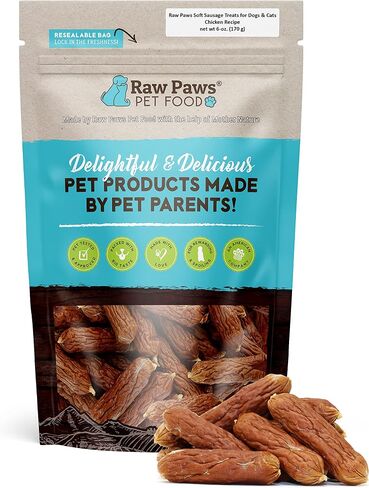 Raw Paws Grain-Free Soft Sausage Treats for Dogs & Cats - Chicken Recipe, 6-oz - USA Chicken Sausage Dog Treats - Soft Chicken Treats for Dogs & Cats - Chicken Dog Sausage Links - Dog Sausage Treats in Kuwait