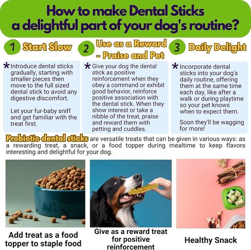 Avery's Holistic Paws Probiotic Dental Stick Treats for Dogs - 23 Peanut Butter Edible Dog Chews, 3 Inches Each - Natural & Organic Dog Chew Sticks for Oral Care - Teeth Cleaning Chews Made in USA in Saudi Arabia