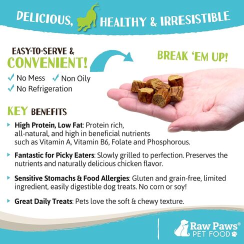 Raw Paws Grain-Free Soft Sausage Treats for Dogs & Cats - Chicken Recipe, 6-oz - USA Chicken Sausage Dog Treats - Soft Chicken Treats for Dogs & Cats - Chicken Dog Sausage Links - Dog Sausage Treats in Kuwait