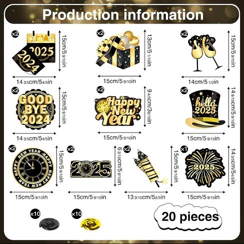 40 قطعة من زخارف السنة الجديدة السعيدة 2025 دوامات معلقة، NO-DIY 2025 لوازم حفلات ليلة رأس السنة الجديدة دوامات معلقة للعام الجديد السعيد، دوامات معلقة من الذهب الأسود للعام الجديد، دوامات سقف من رقائق معدنية للعام الجديد in Kuwait