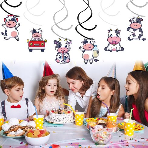 24PCS Cow Hanging Swirl Cow Party Decorations for Boys Kids Theme Birthday Party Supplies Hanging Spiral Garlands Ceiling Decor (Cute Cow) in Saudi Arabia