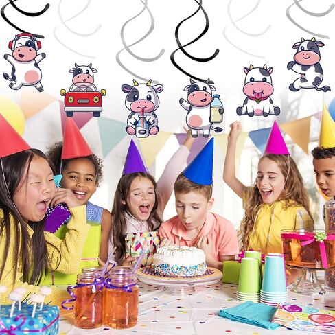 24PCS Cow Hanging Swirl Cow Party Decorations for Boys Kids Theme Birthday Party Supplies Hanging Spiral Garlands Ceiling Decor (Cute Cow) in Saudi Arabia