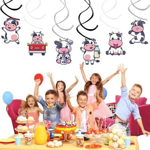 24PCS Cow Hanging Swirl Cow Party Decorations for Boys Kids Theme Birthday Party Supplies Hanging Spiral Garlands Ceiling Decor (Cute Cow) in Saudi Arabia