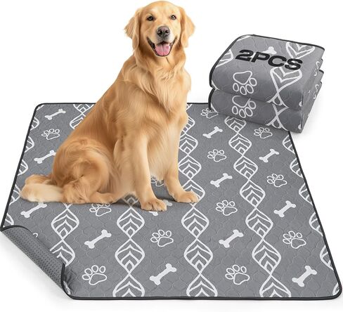 وسائد تبول للكلاب قابلة للغسل من لوباني: عبوتان من وسادات الجراء القابلة لإعادة الاستخدام مانعة للتسرب وغير قابلة للانزلاق، وسادات إنجاب فائقة الامتصاص للتدريب على استخدام المرحاض، وأقلام اللعب، والأقفاص، والأرضيات، والأسرة، والأرائك، مقاس 24 × 36 بوصة in Saudi Arabia