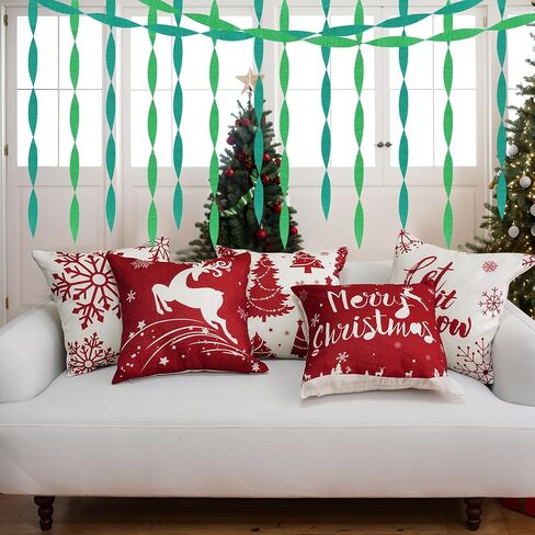 jiebor عيد الميلاد اللافتات الخضراء كريب ورقة اللافتات 492ft 6 لفات لعيد الميلاد حفل زفاف عيد ميلاد المنزل الفصول الدراسية مكتب باب جدار ديكورات الحفلات in Kuwait