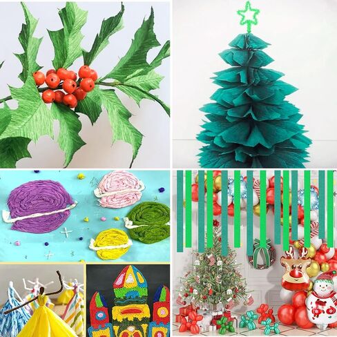 jiebor عيد الميلاد اللافتات الخضراء كريب ورقة اللافتات 492ft 6 لفات لعيد الميلاد حفل زفاف عيد ميلاد المنزل الفصول الدراسية مكتب باب جدار ديكورات الحفلات in Kuwait