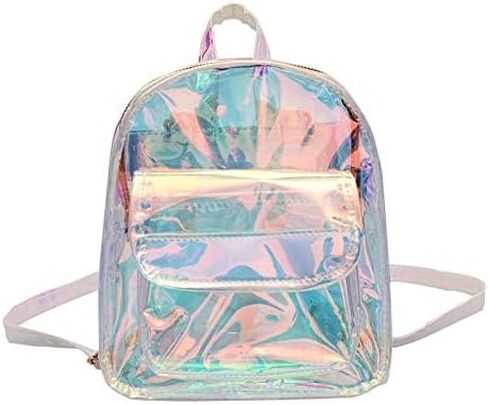 Women Holographic Metallic Shoulder Bag Casual Daypack Silver in Saudi Arabia