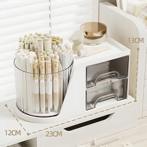 360 Degree Rotating Pencil Pen Holder for Desk , Cute Desk Pen Organizers Desktop Storage Stationery Supplies Cup Pot for Office School Home Art Supply Accessories Caddy Makeup Brush Holder White in Kuwait