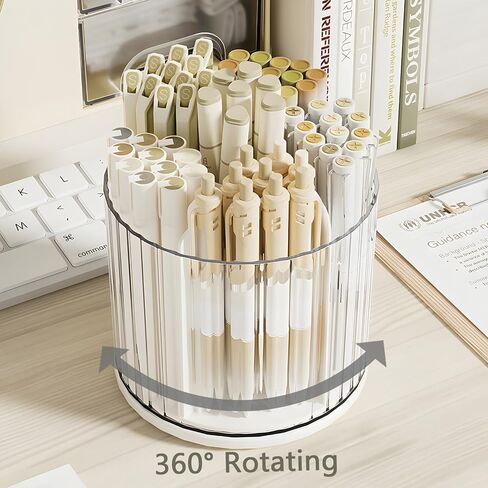 360 Degree Rotating Pencil Pen Holder for Desk , Cute Desk Pen Organizers Desktop Storage Stationery Supplies Cup Pot for Office School Home Art Supply Accessories Caddy Makeup Brush Holder White in Kuwait