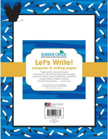 Barker Creek Designer Computer Paper, Sea & Sky Otters, 8.5" x 11", Decorative Printer Paper, Stationery, 50 Sheets per Pkg, Home, School and Office Supplies (718) in Saudi Arabia