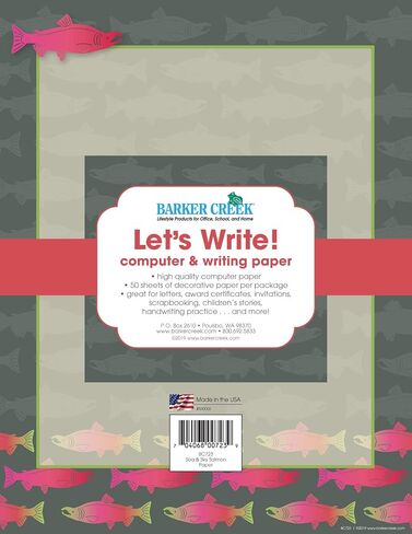 Barker Creek Designer Computer Paper, Sea & Sky Otters, 8.5" x 11", Decorative Printer Paper, Stationery, 50 Sheets per Pkg, Home, School and Office Supplies (718) in Saudi Arabia