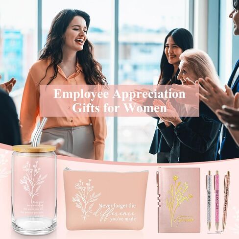 6 Pcs Employee Appreciation Gift Set for Women Thank You Gift May You Be Proud 17oz Aesthetic Glass Tumbler Makeup Bag Journal Ballpoint for Teacher Nurse Lady Business Gift in Saudi Arabia