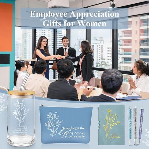 6 Pcs Employee Appreciation Gift Set for Women Thank You Gift May You Be Proud 17oz Aesthetic Glass Tumbler Makeup Bag Journal Ballpoint for Teacher Nurse Lady Business Gift in Saudi Arabia