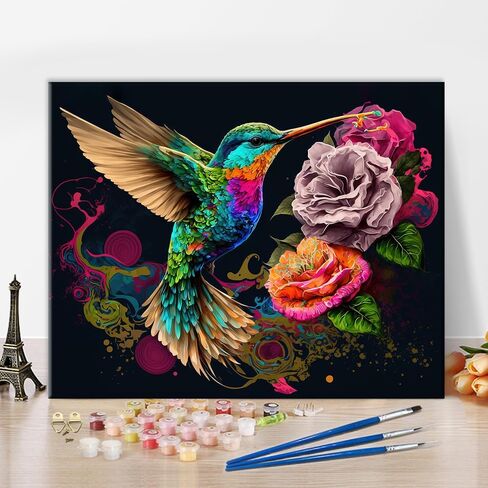 Colorful Parrot Paint by Numbers Adult Vibrant of a Macaw Made Paint by Number Brightly Colored Paint Splatters Easy DIY Oil Painting for Kits Paint by Number Kits Gift Home Decor, 16 x20 inches in Saudi Arabia