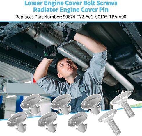 2 PCS Lower Engine Cover Bolt Pin Screws Set Compatible with Honda Civic Accord CRV, Replaces 90105-TBA-A00 in Kuwait