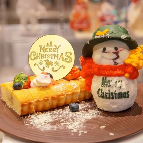 30 قطعة كعكة عيد الميلاد القبعات العالية الذهبية المستديرة عيد ميلاد سعيد الاكريليك كب كيك علامات عيد الميلاد تحت عنوان مرآة كعكة أقراص DIY بها بنفسك لوازم الديكور in Kuwait