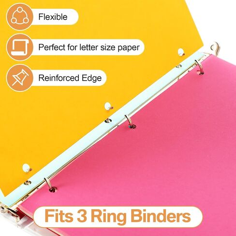 Geyoga 400 Pieces 3 Ring Binder Dividers with Tabs 8 Tab Dividers for 3 Ring Binders 50 Sets Letter Size Page Dividers for 3 Ring Binder (Multicolor) in Saudi Arabia