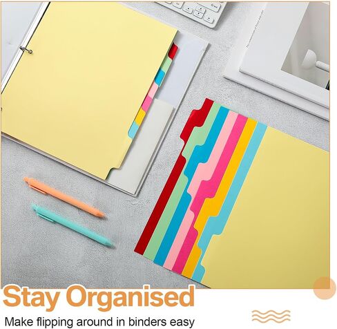 Geyoga 400 Pieces 3 Ring Binder Dividers with Tabs 8 Tab Dividers for 3 Ring Binders 50 Sets Letter Size Page Dividers for 3 Ring Binder (Multicolor) in Saudi Arabia
