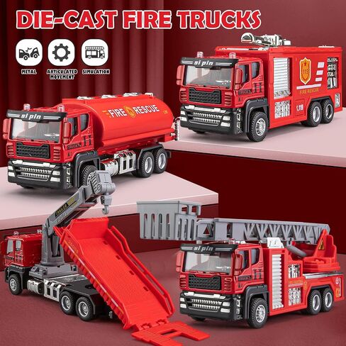 4 Packs Metal Construction Trucks Playsets, Mini Friction Powered Engineering Vehicle, Crane, Excavator, Cement Mixer, Dump Truck Toys for Boys 3-5 Years Old, Die-Cast Trucks for Toddlers Kid in Saudi Arabia
