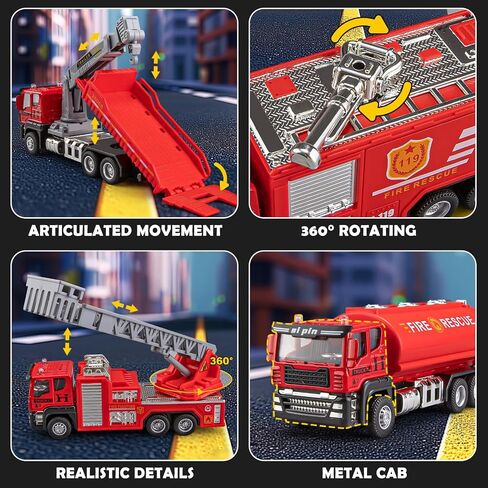 4 Packs Metal Construction Trucks Playsets, Mini Friction Powered Engineering Vehicle, Crane, Excavator, Cement Mixer, Dump Truck Toys for Boys 3-5 Years Old, Die-Cast Trucks for Toddlers Kid in Saudi Arabia