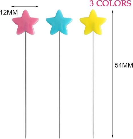 250 Pieces Head Pins Straight Pins Boxed for Sewing DIY Projects (Assorted Colors,Pentagram shape), Mixed in Saudi Arabia