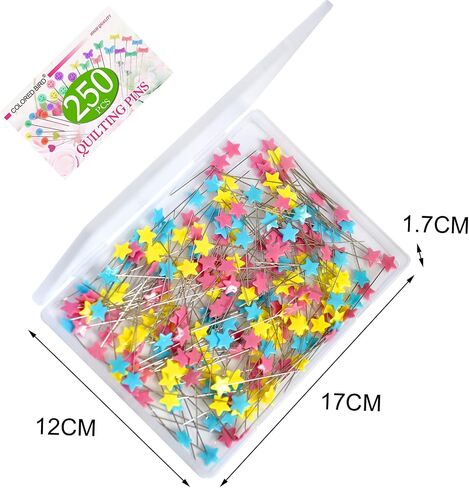 250 Pieces Head Pins Straight Pins Boxed for Sewing DIY Projects (Assorted Colors,Pentagram shape), Mixed in Saudi Arabia