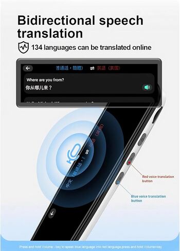 Digital Translation Pen, 3.38in Touchscreen Text to Speech Languages Translator Pen Scanner, Real Time 134 Languages Portable Dictionary Pen for Travel Reading Learning Meeting in Saudi Arabia