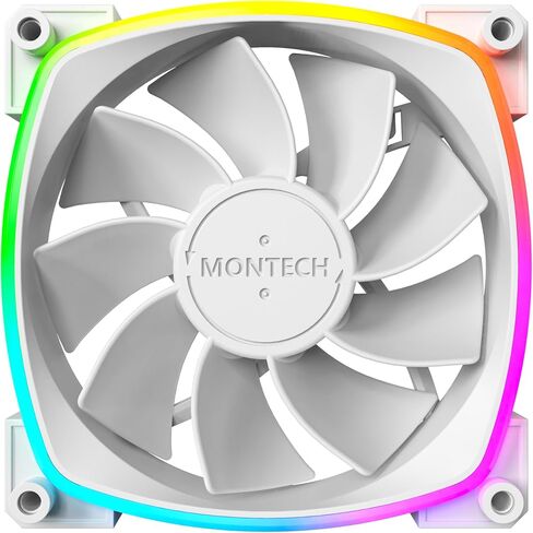 MONTECH AX 120MM - PWM Fan - Silent Performance - High Speed 1600PWM - High-End Durability with HDB Bearing - Stunning Outer Ring ARGB Lighting Design – 3 in 1 Pack with 6X6 Fan Hub (AX120-3in1-B) in Saudi Arabia