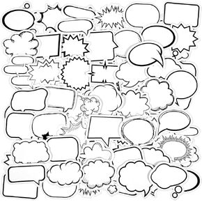 90PCS Adhesive Dialog Box Paper Stickers Name Tag Stickers Assorted Shape Paper Stickers of Writing for Diary, Planner, Scrapbook, Album, Notebook
