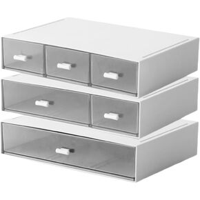 منظم مكتب قابل للتكديس مع 6 أدراج، صندوق تخزين بلاستيكي من 3 طبقات، أدراج سطح المكتب، تخزين المكياج، منظم مكتب وإكسسوارات للمكتب، تخزين مستحضرات التجميل للعناية بالبشرة والمنزل والمدرسة (أزرق) in Kuwait