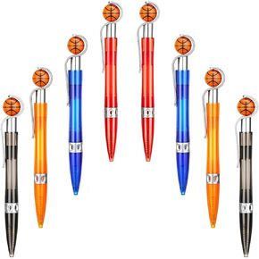 8Pcs Novelty Basketball Pens, Sports Ballpoint Pens, Cool Writing Pens for Students Supplies Stationery School Office Decor, black, orange, blue and red