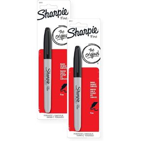 SHARPIE 30101 Fine Point Permanent Marker, Marks On Paper and Plastic, Resist Fading and Water, AP Certified, Black Color, Pack of 2
