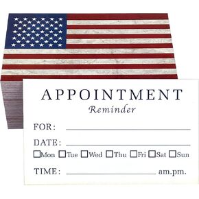 RXBC2011 Patriotic American Flag Appointment Reminder Card Pack 2x3.5 Inches Pack of 100