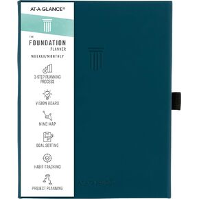 AT-A-GLANCE Foundation Goals Planner, Track Habits, Increase Focus, Weekly & Monthly Undated Journal, 5-1/2" x 8-1/2", Green (FD-200-60)