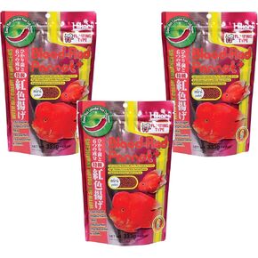 Hikari (3 Pack) Blood, Red Parrot+, Mini Pellets, 11.7oz Each