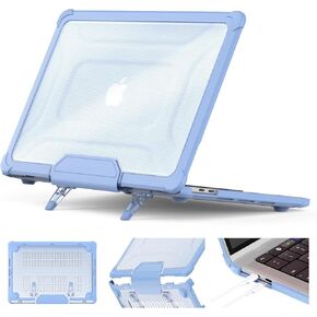 HXCASEAC Case Compatible with MacBook Air 15 inch 2025 2024 2023 / M4 M3 M2, Anti-Scratching Protective Hard Cover with Foldable Stand A3114 A2941 - Black