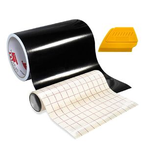 651 High Gloss Craft Adhesive Vinyl 15ft x 1ft Roll w/Free 12" x 24" Roll of Transfer Paper and Hard Yellow Detailer Squeegee (Black)