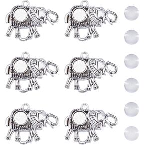 SUNNYCLUE 48pcs 2 Size Moon Rotation Double Side Pendant Tray Kit 16pcs Round Blank Bezel Pendant Trays Base Cabochon Settings with 32pcs Clear Glass Cabochons Dome for DIY Jewelry Making Findings