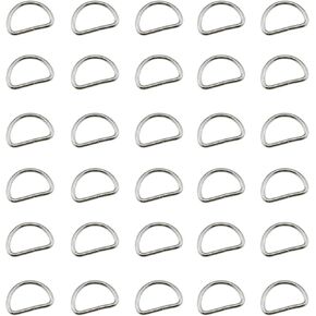 DGZZI 30PCS 3x25x15mm Heavy Duty Silver Metal Half Circle D Ring Buckle Handmade DIY Accessory Hardware Bag Ring Buckle Suitable for Clothing Luggage Pet Ring Buckle