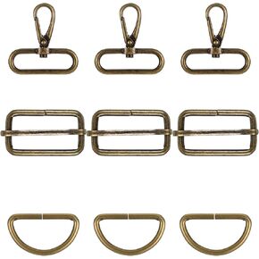 Mabor 1 1/2 Inch Swivel Snap Hooks with D Rings Slide Buckle Swivel Hooks Clasp for Dog Collar Strap Purse Bag Key Lanyard Making DIY Sewing Hardware Craft