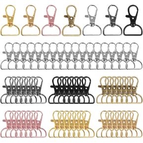 60PCS Key Chain Clip Hooks, Swivel Clasp Hooks, D Ring Clip Lanyard Hardware for Keychain Making(3/4"Inside Width)