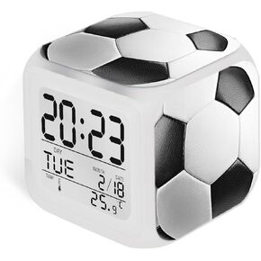 Kids Alarm Clock with Skull Pattern, Battery Operated Glowing Desktop Alarm Clock for Boys Age 6-13 Bedroom Table Study Decor Gift Ideas (3.15x3.15x3.15inch)