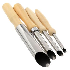 4PCS Circular Cutting Machine with Wooden Handle Stainless Steel Round Hole Punch Pottery Punch Tool Used for Pottery Carving