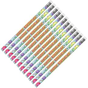 J.R. Moon Pencil JRM7940B Happy Birthday Glitz Pencils, 3.9" Height, 4.3" Wide, 8.1" Length (12 Count)