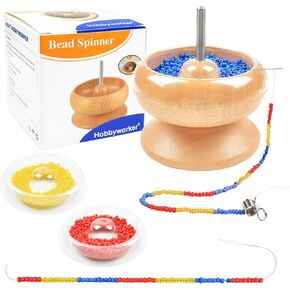 hobbyworker Bead Spinner, for Jewelry Bracelet Making, Seed Beads, Waist Beads Kit Line Quick Beading Tool (3 Trays 1 Bead Plugs)