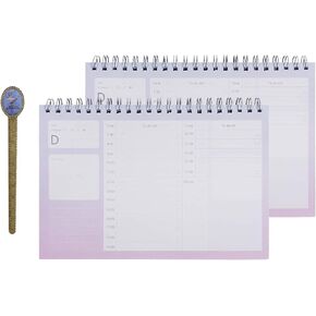 Top Spiral Personal Planner 2021 Desktop Standing Calender Planner White Blank 2 Ring Binder Refillable Paper Sketchbook to-Do List Agenda Notepad,Paperboard Cover,26 Sheets