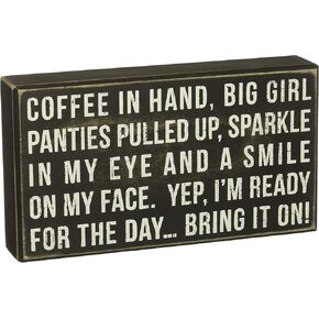 Primitives by Kathy 19435 Word Box Sign, Coffee in Hand
