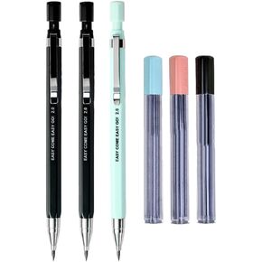 Acfun 3pcs 2.0 mm Mechanical Pencil with 18pcs Black Lead Refills, Cute Kawaii Pencils for Draft Drawing Writing Crafting Art Sketching Office School Supplies Korean Stationery, Random Color